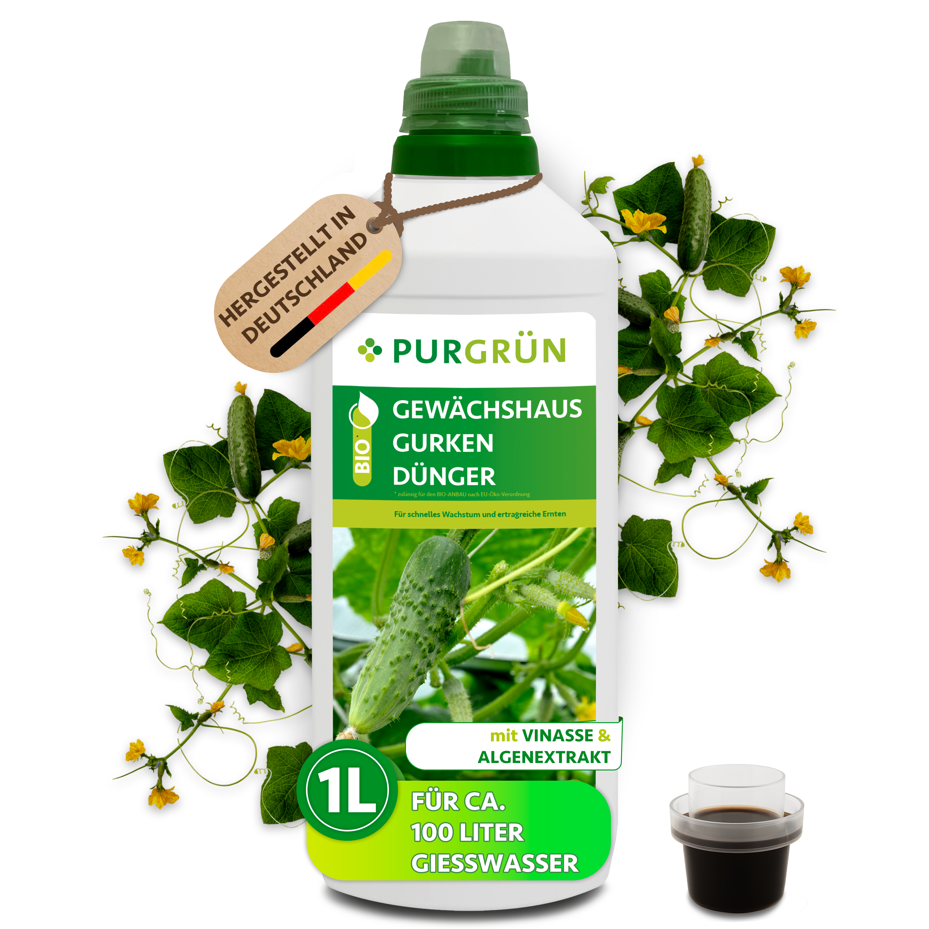 Purgrün Bio-Gewächshausgurken-Dünger 1 Liter