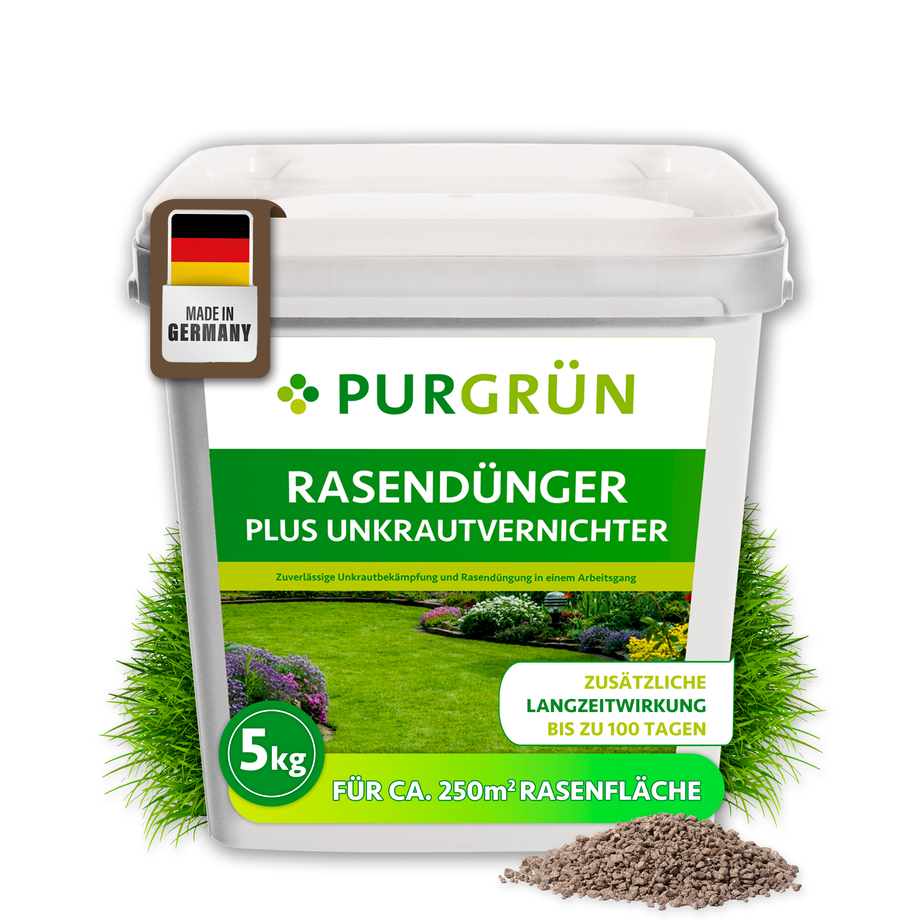 dünger rasen unkraut Rasendünger mit Unkrautvernichter 5 kg – Purgrün