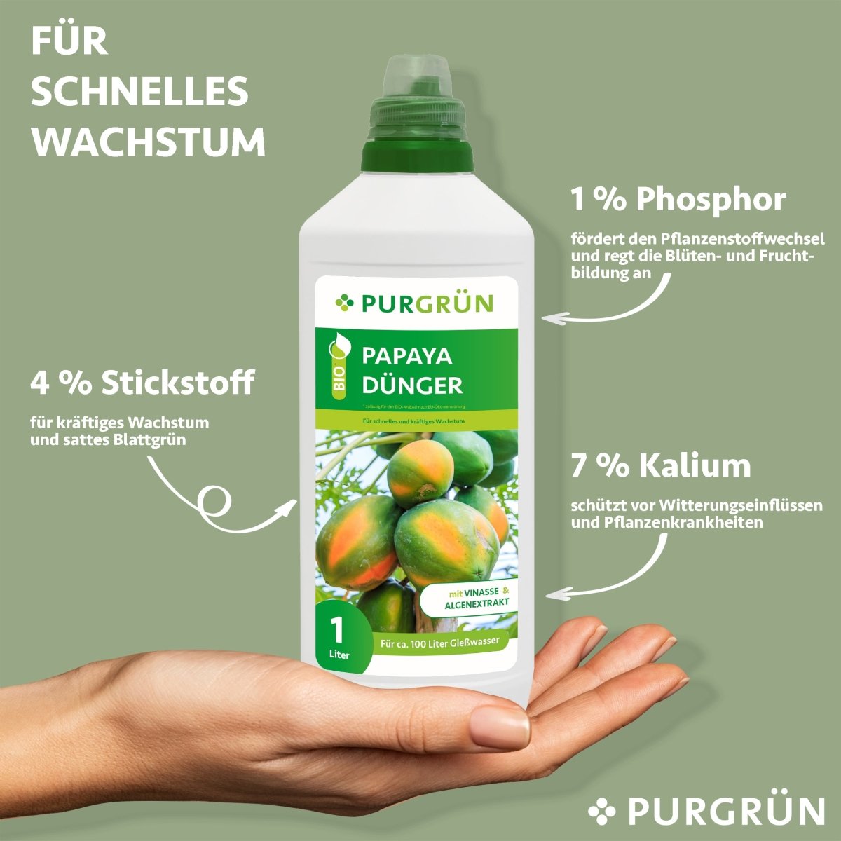 Bio-Papaya-Dünger 1 Liter - Purgrün