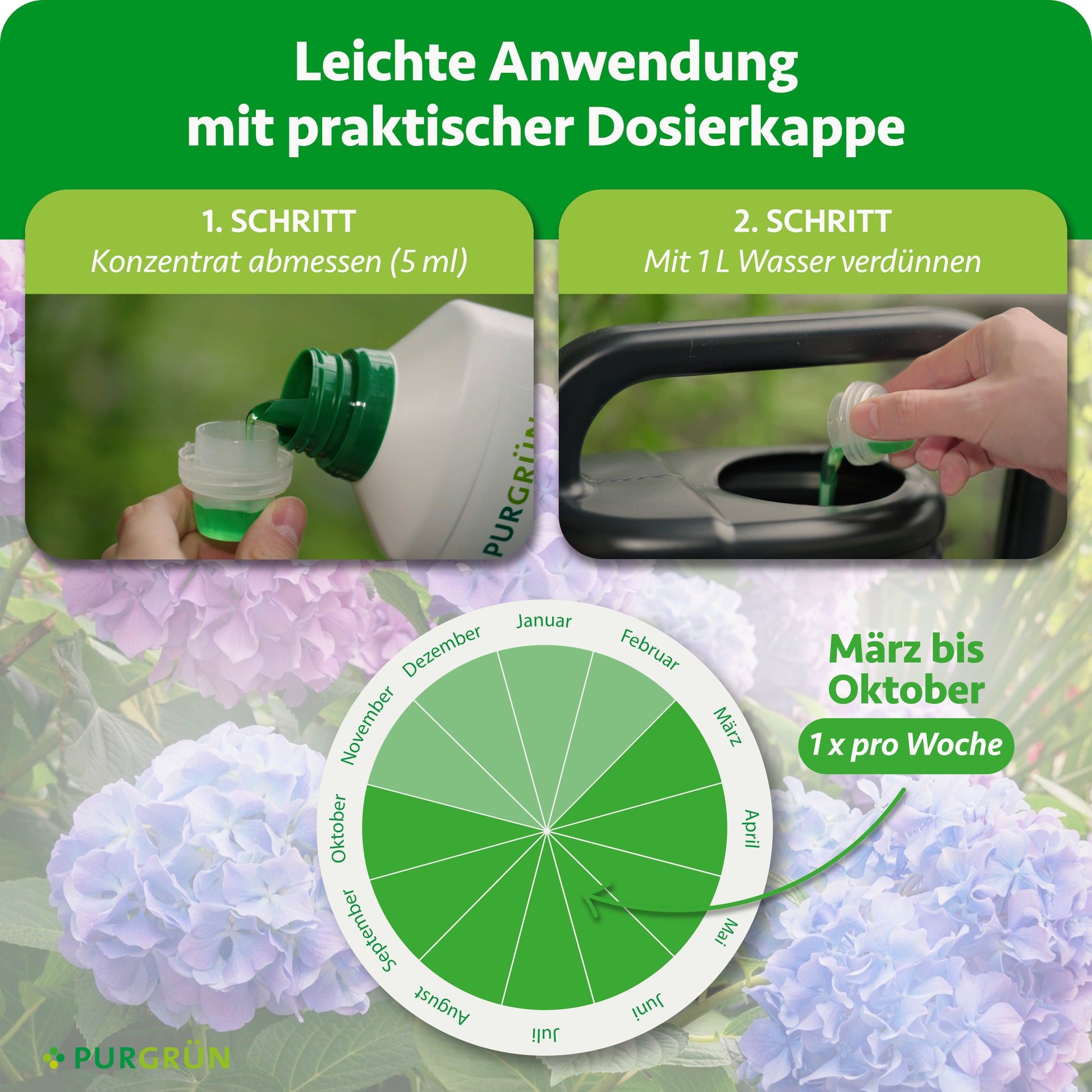 Purgrün Bauernhortensie-Dünger 1 Liter