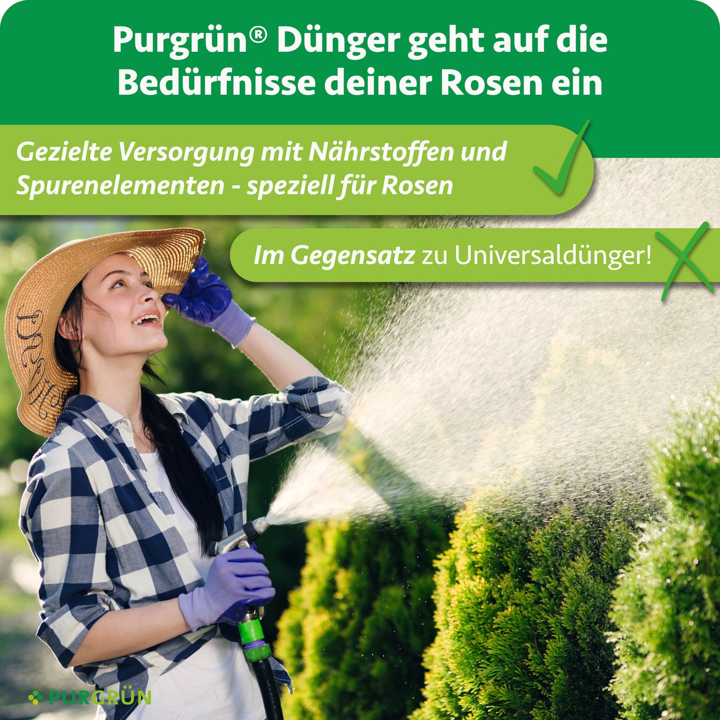 Gezielte Versorgung mit Nährstoffen und Spurenelementen speziell für Rosen, im Gegensatz zu Universaldünger.