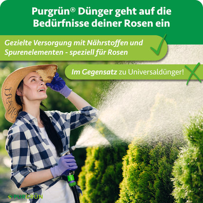 Gezielte Versorgung mit Nährstoffen und Spurenelementen speziell für Rosen, im Gegensatz zu Universaldünger.