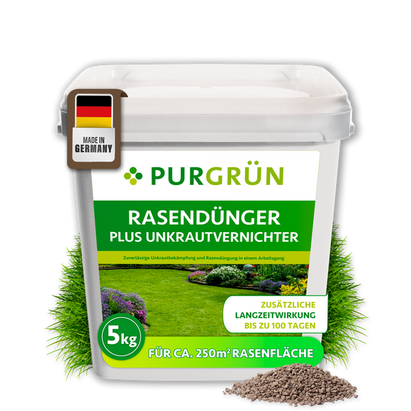 compo rasen floranid mit unkrautvernichter Rasendünger mit Unkrautvernichter 5 kg – Purgrün