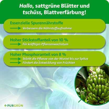 10 % Stickstoff für kräftiges Wachstum, 8 % Phosphor zur Stärkung und Fruchtentwicklung sowie Spurennährstoffe für eine bessere Nährstoffaufnahme.