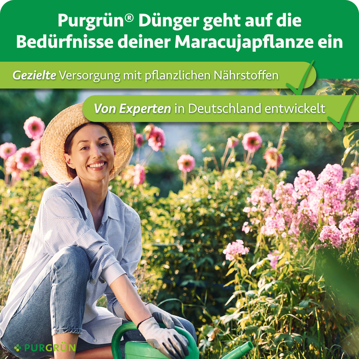 Purgrün Bio-Maracuja-Dünger: gezielte Versorgung mit pflanzlichen Nährstoffen, von Experten in Deutschland entwickelt.