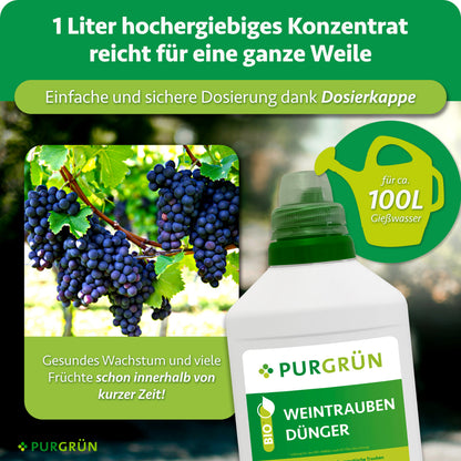 Ein Liter hochergiebiges Konzentrat lässt sich mit der Dosierkappe abmessen und reicht für ca. 100 Liter Gießwasser.