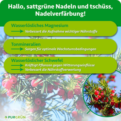 Wasserlösliches Magnesium verbessert die Nährstoffaufnahme, Tonmineralien fördern optimale Wachstumsbedingungen. Wasserlöslicher Schwefel kräftigt die Pflanzen und verbessert die Nährstoffverwertung.