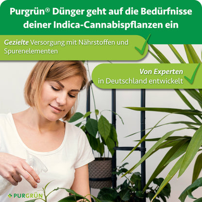 Purgrün Indica-Dünger-Set: gezielte Versorgung mit Nährstoffen und Spurenelementen, von Experten in Deutschland entwickelt.