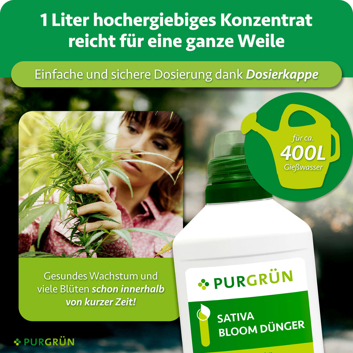 Sativa-Bloom-Dünger 1 Liter – Purgrün