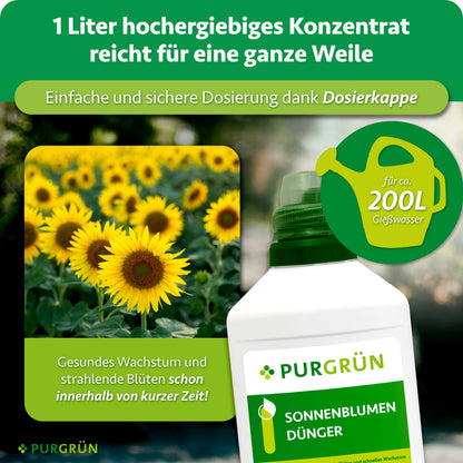 Ein Liter Konzentrat reicht dank Dosierkappe für ca. 200 Liter Gießwasser.