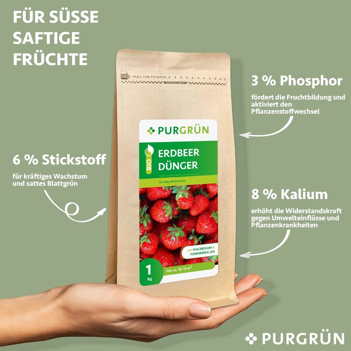 Bio-Erdbeerdünger 1 kg - Purgrün