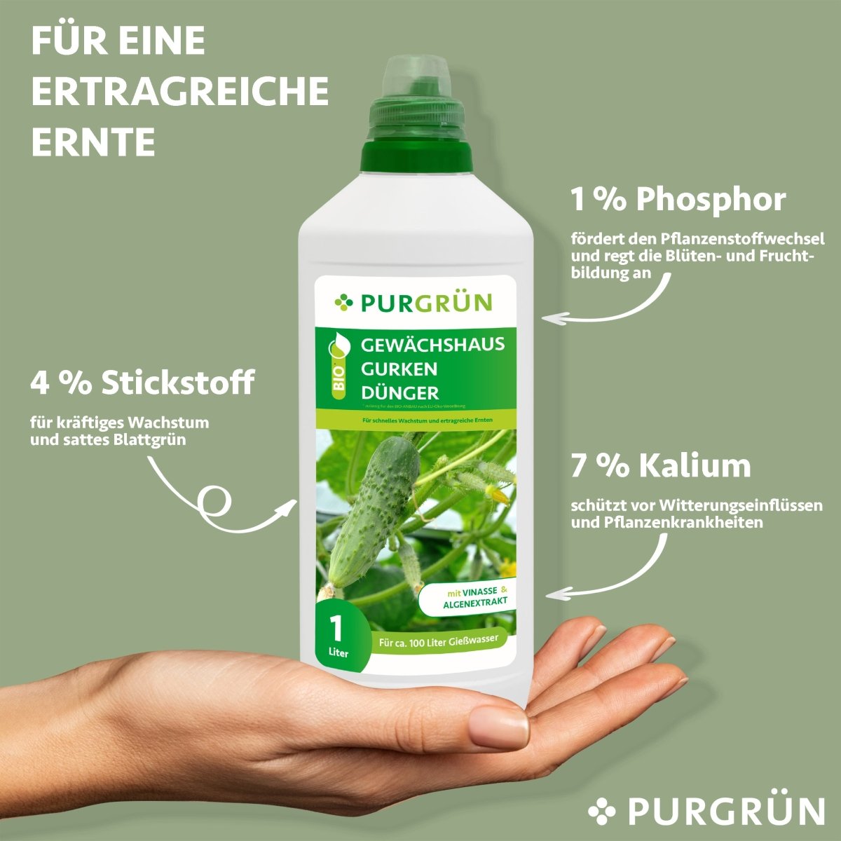 Bio-Gewächshausgurken-Dünger 1 Liter - Purgrün