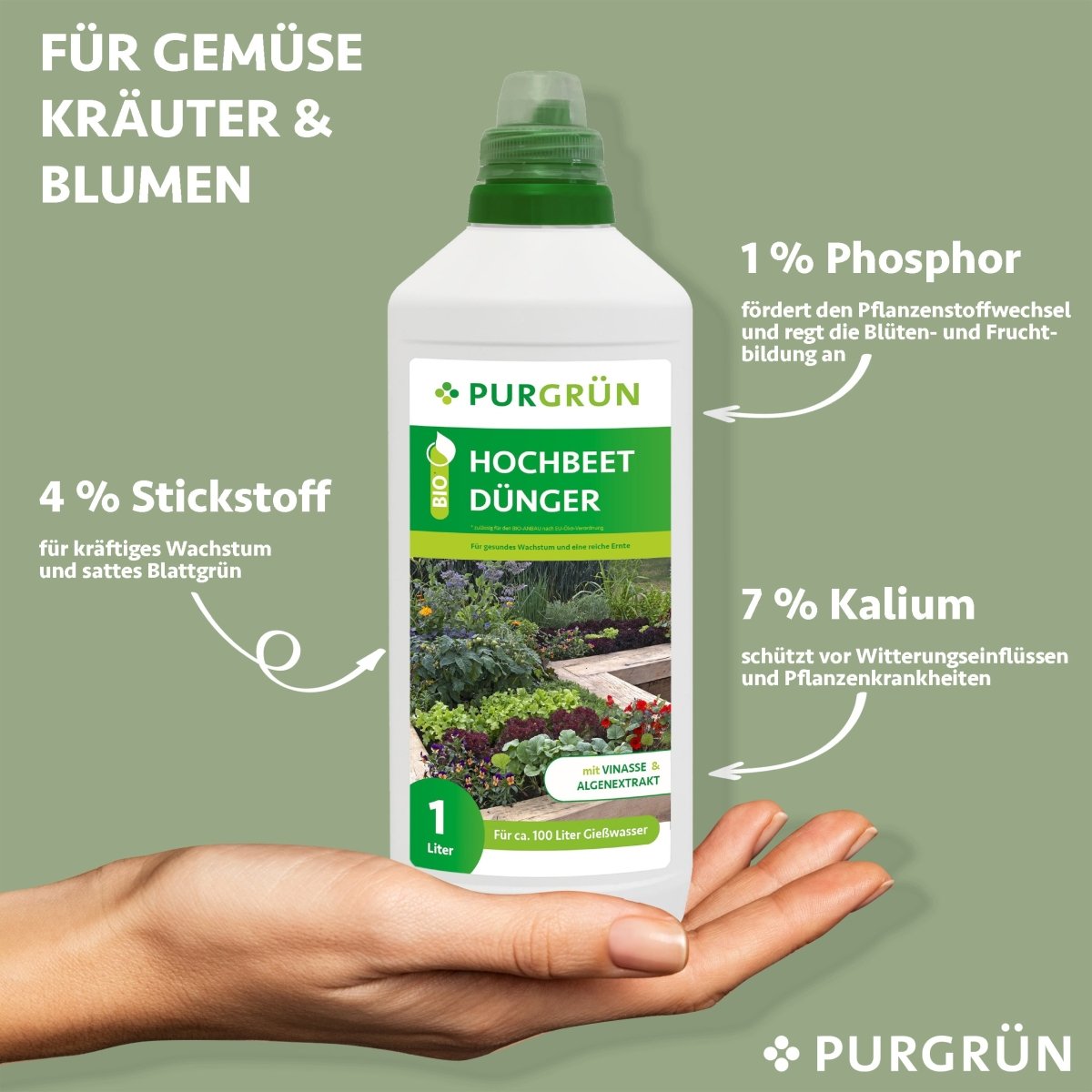 Bio-Hochbeet-Dünger 1 Liter - Purgrün