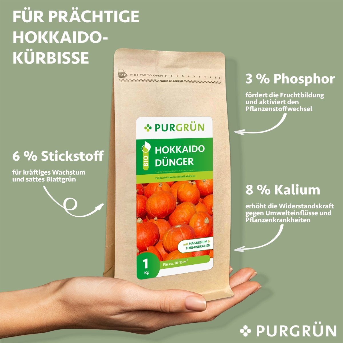 Bio-Hokkaido-Dünger 1 kg - Purgrün