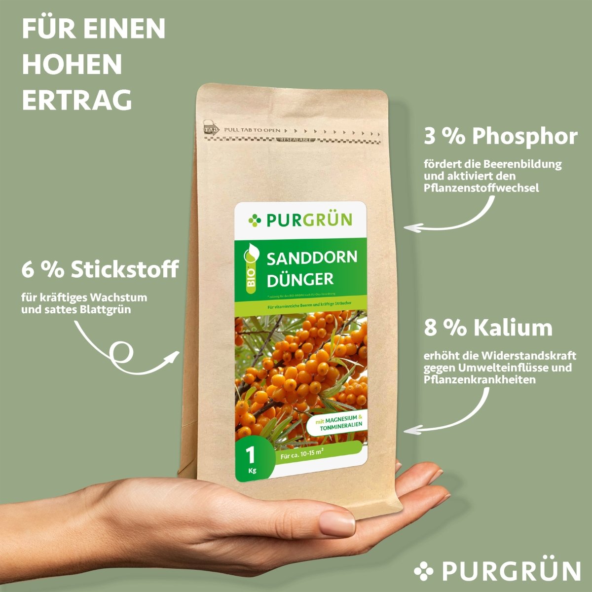 Bio-Sanddorn-Dünger 1 kg - Purgrün