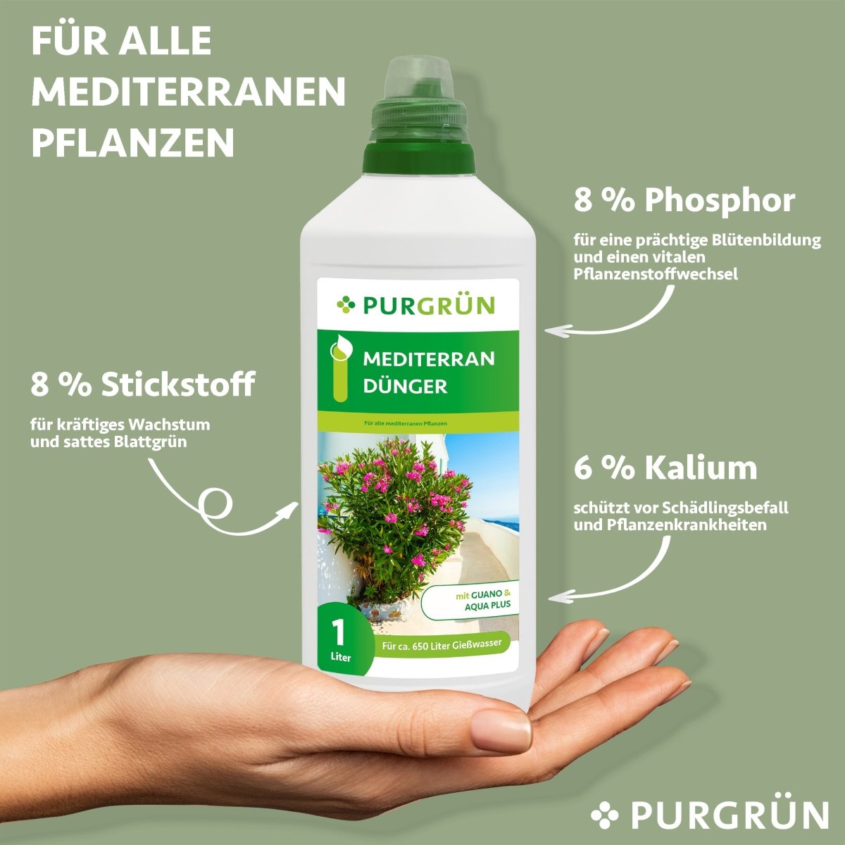 Mediterran-Dünger 1 Liter - Purgrün