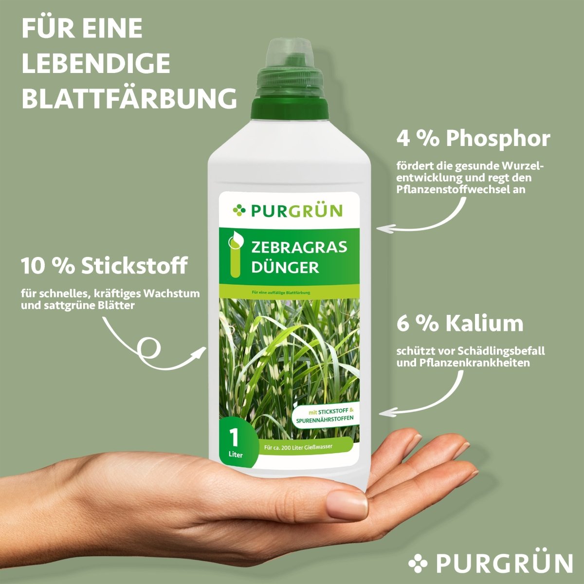 Zebragras-Dünger 1 Liter - Purgrün